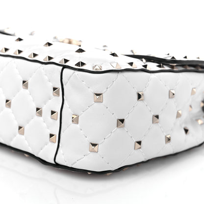 Valentino Garavani Lambskin VLTN Print Medium Rockstud Spike Shoulder Bag Optic White Black 7 of 8