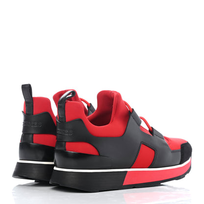 Hermes Technical Canvas Calfskin Goatskin Womens Player Sneakers 37 Rouge Black 3 of 4