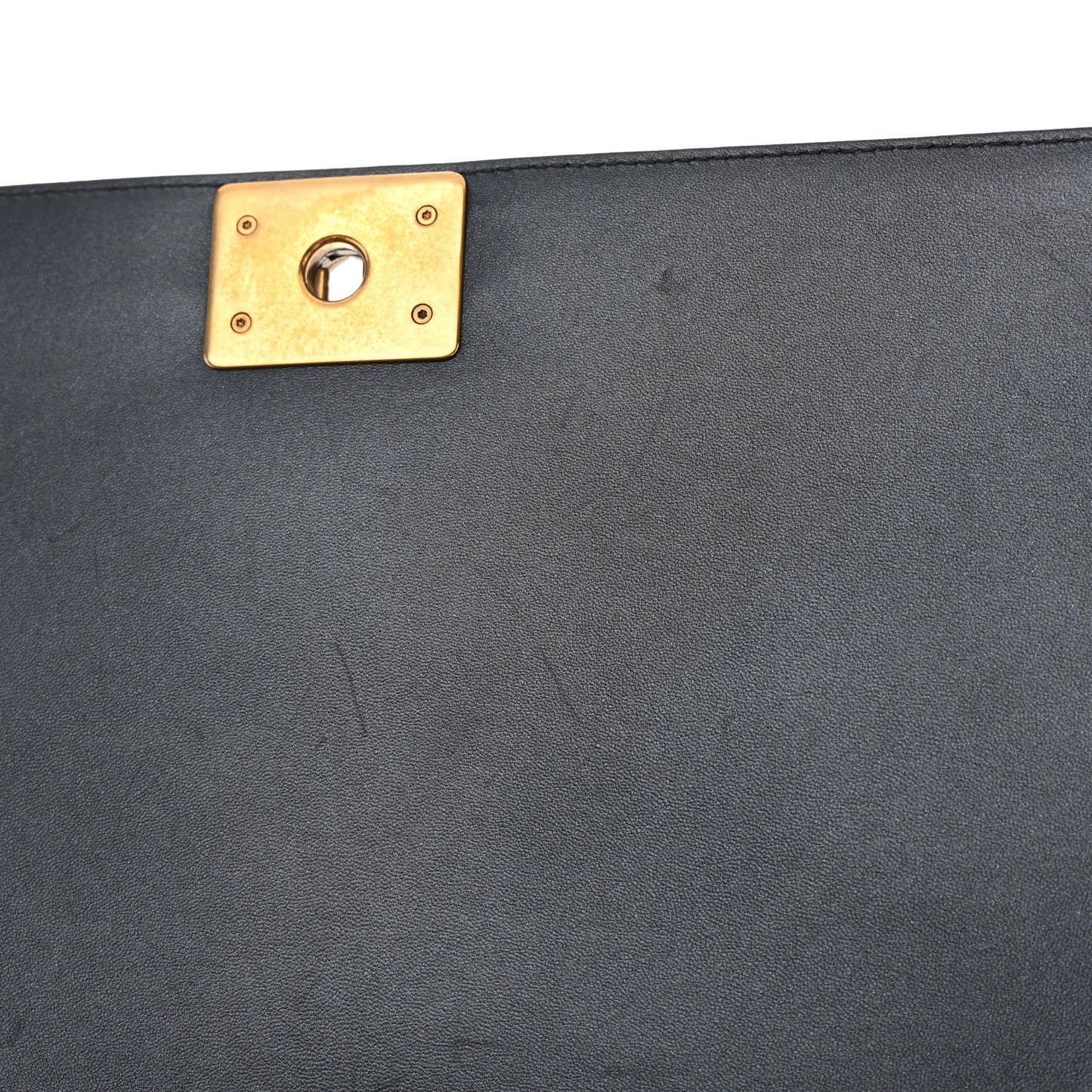 Metallic Lambskin Quilted Large Boy Flap Black