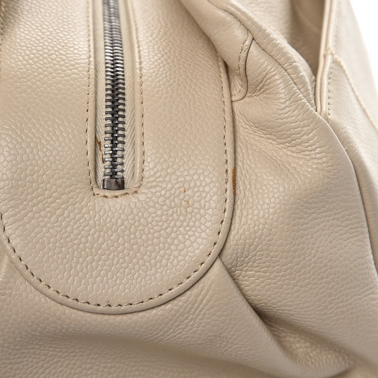 Caviar Square Stitched Large Tote Beige