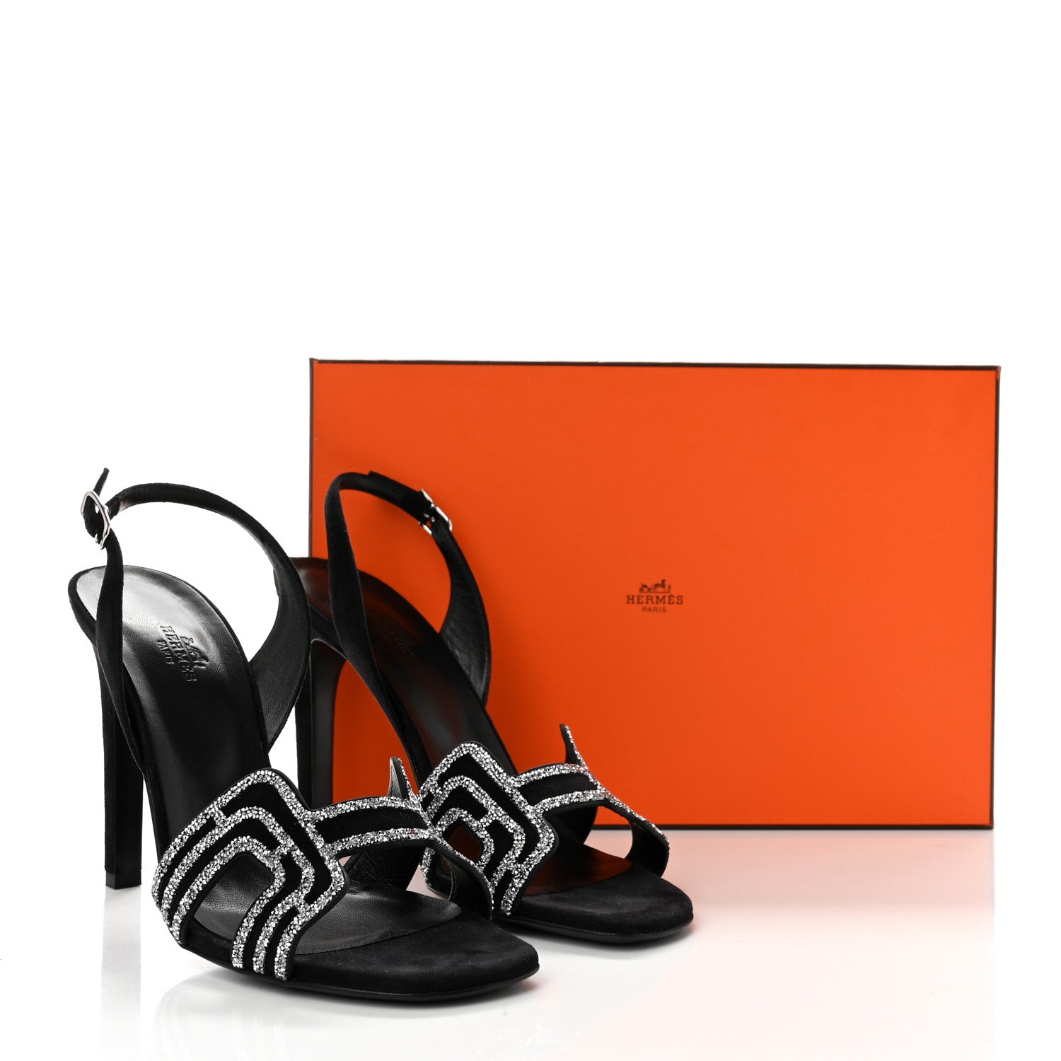 Hermes Suede Goatskin Embellished Ella 105 Sandals 40 Black 8 of 8
