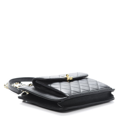 Chanel Lambskin Quilted Square Front Pocket Clutch With Chain Black 4 of 11