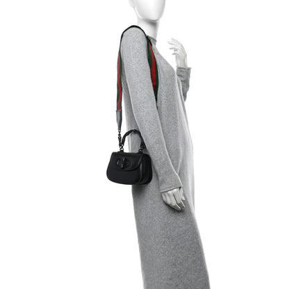 Gucci Boarded Dyana Lux Calfskin Web Monochrome Mini Bamboo 1947 Top Handle Bag Black 2 of 10