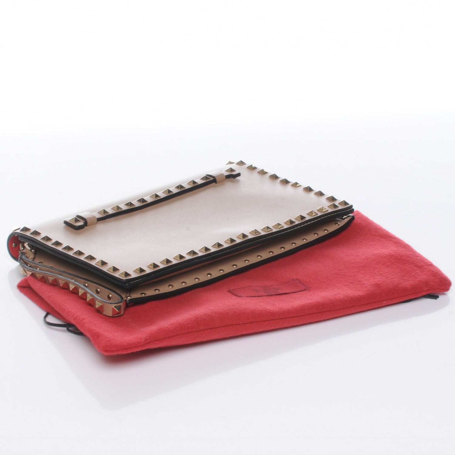 Valentino Garavani Nappa Rockstud Wristlet Clutch Poudre 4 of 6