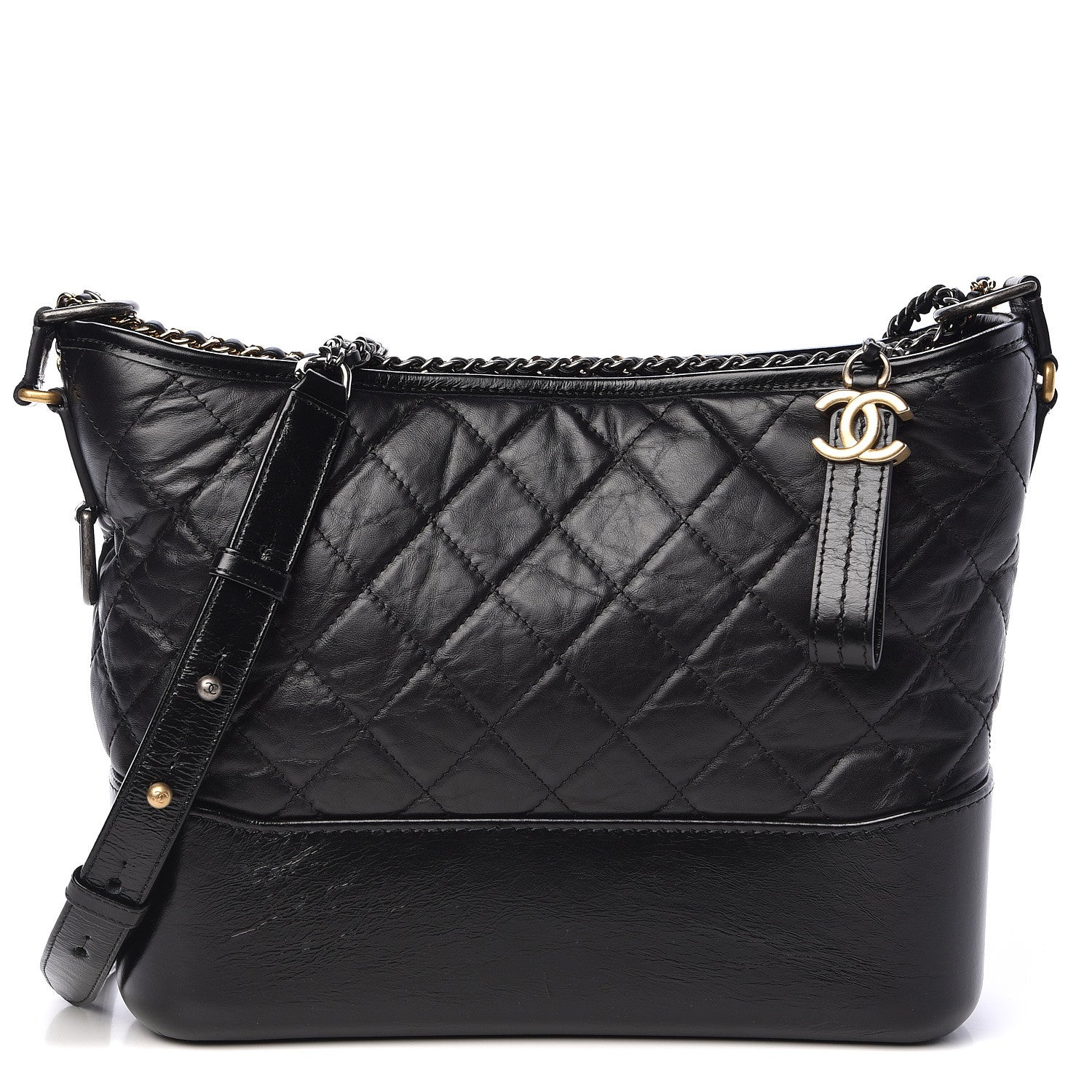 Chanel Aged Calfskin Quilted Medium Gabrielle Hobo Black 2 of 10