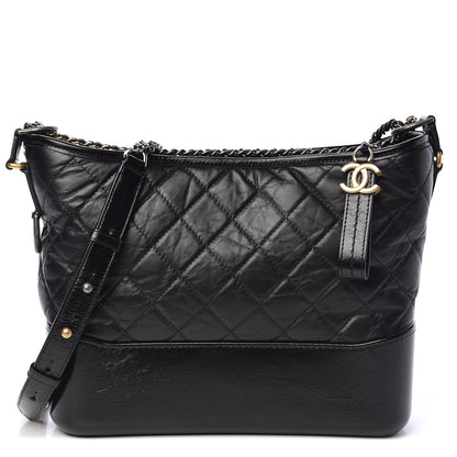 Chanel Aged Calfskin Quilted Medium Gabrielle Hobo Black 2 of 10