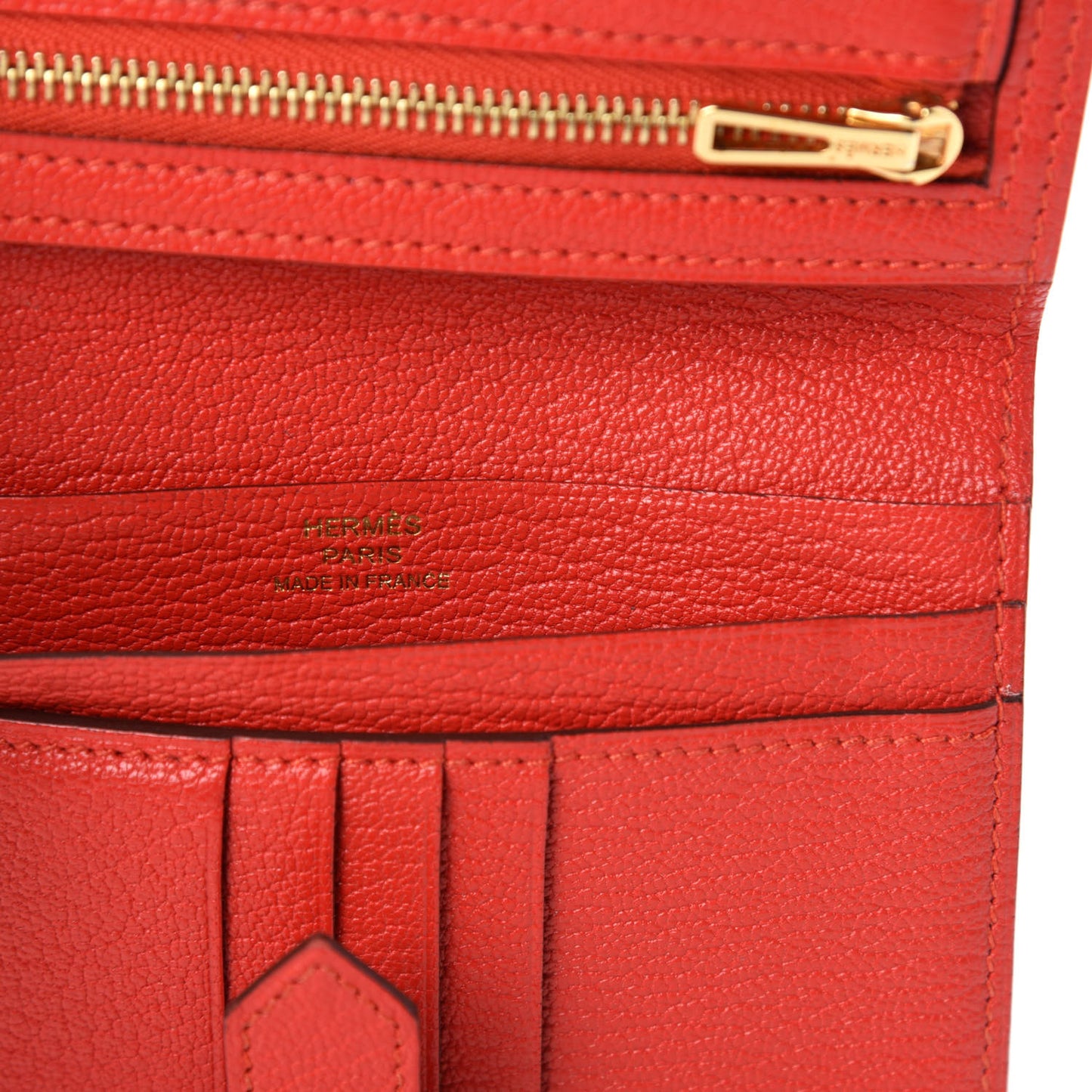 Chevre Mysore Bearn Compact Wallet Rouge Tomate
