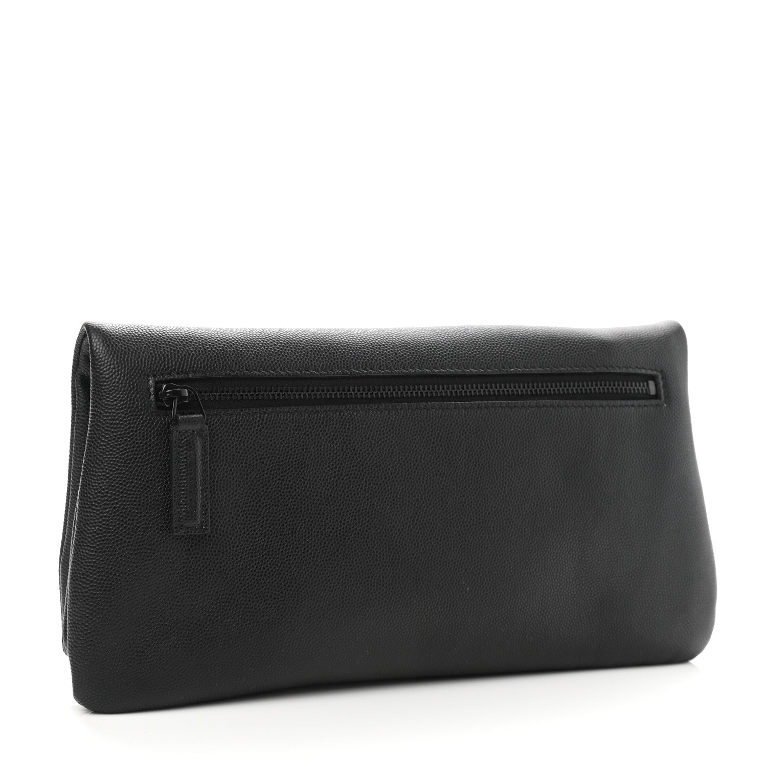 Saint Laurent Grain De Poudre West Hollywood Monogram Fold Over Clutch Black 3 of 8