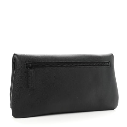 Saint Laurent Grain De Poudre West Hollywood Monogram Fold Over Clutch Black 3 of 8