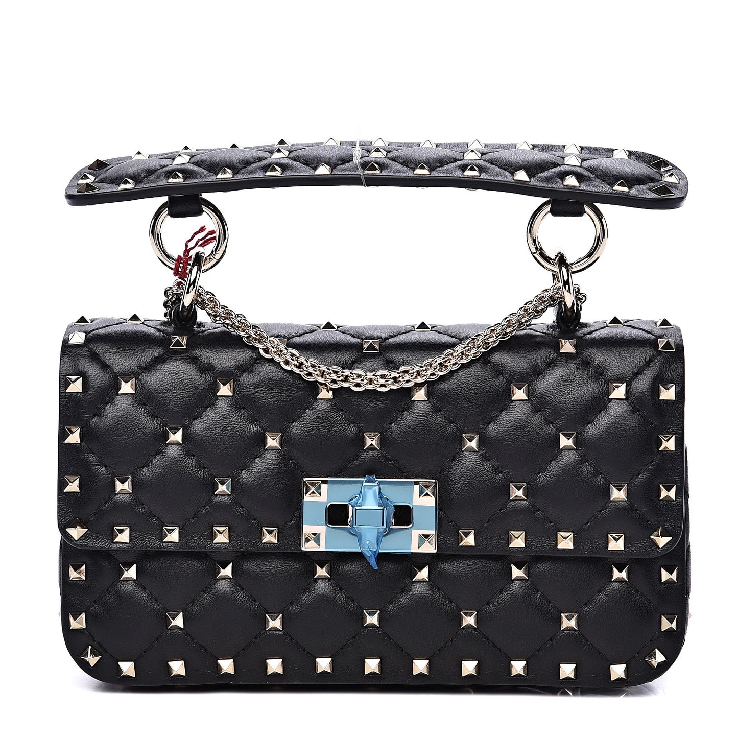 Lambskin Small Rockstud Spike Shoulder Bag Black