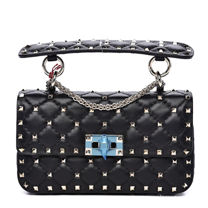 Valentino Garavani Lambskin Small Rockstud Spike Shoulder Bag Black 1 of 7