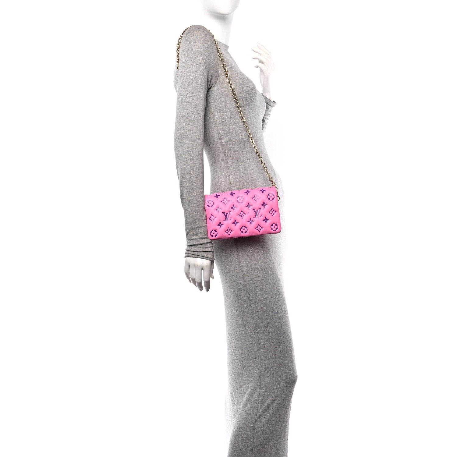 Louis Vuitton Lambskin Embossed Monogram Vuittamins Pochette Coussin Rose Violet 2 of 11