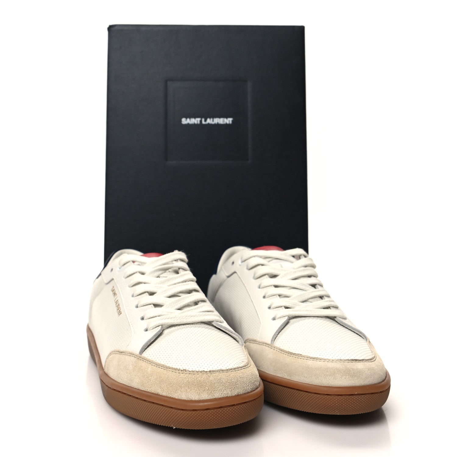Saint Laurent Calfskin Perforated Suede SL10 Court Classic Low Top Sneakers 40 White 10 of 10