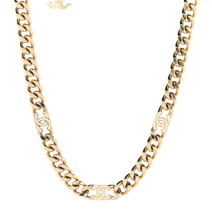 Chanel Metal Enamel Chain CC Choker Gold White 1 of 5