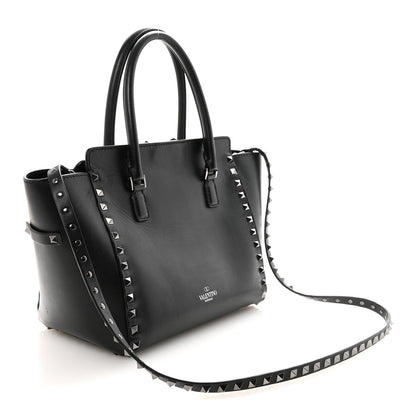 Valentino Garavani Vitello Small Rockstud Double Handle Tote Black 3 of 9