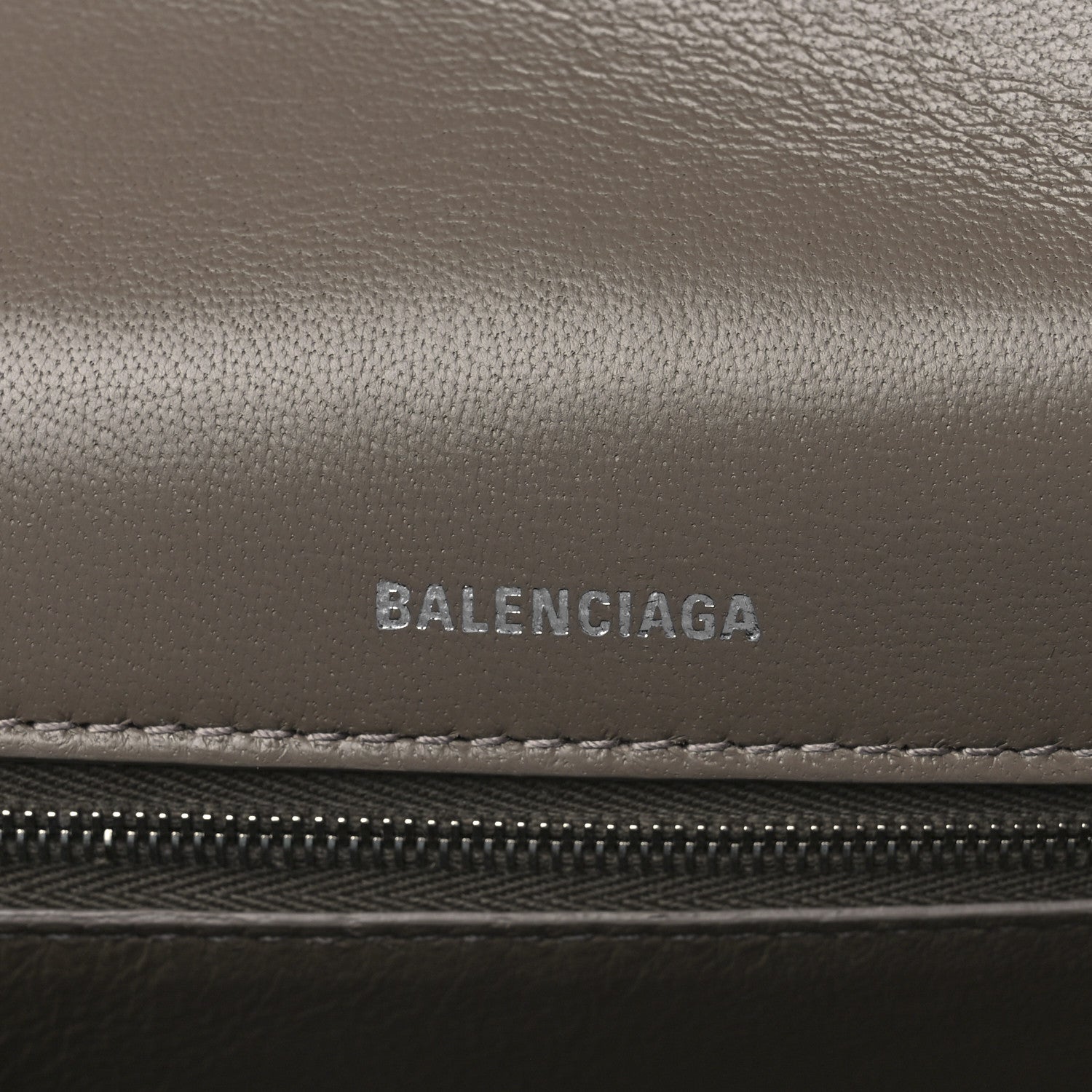 Balenciaga Shiny Calfskin Crocodile Embossed Medium Hourglass Top Handle Bag Mink Grey 6 of 14