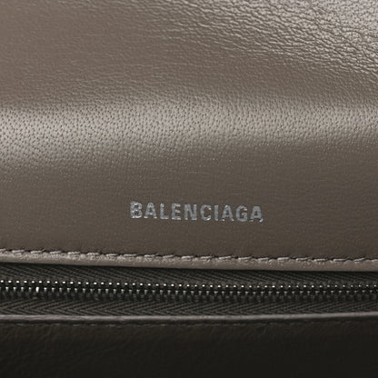 Balenciaga Shiny Calfskin Crocodile Embossed Medium Hourglass Top Handle Bag Mink Grey 6 of 14