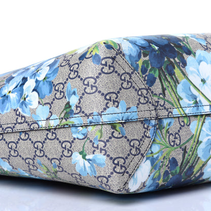 Gucci GG Supreme Monogram Blooms Medium Reversible Tote Beige Blue Navy 8 of 10