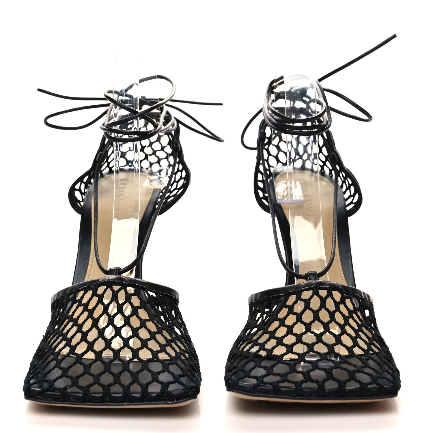 Bottega Veneta Mesh Nappa Stretch Ankle Tie Sandals 42 Black 2 of 7