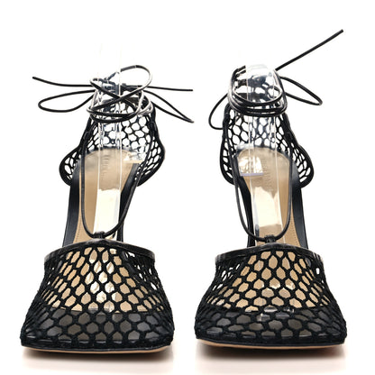 Bottega Veneta Mesh Nappa Stretch Ankle Tie Sandals 42 Black 2 of 7