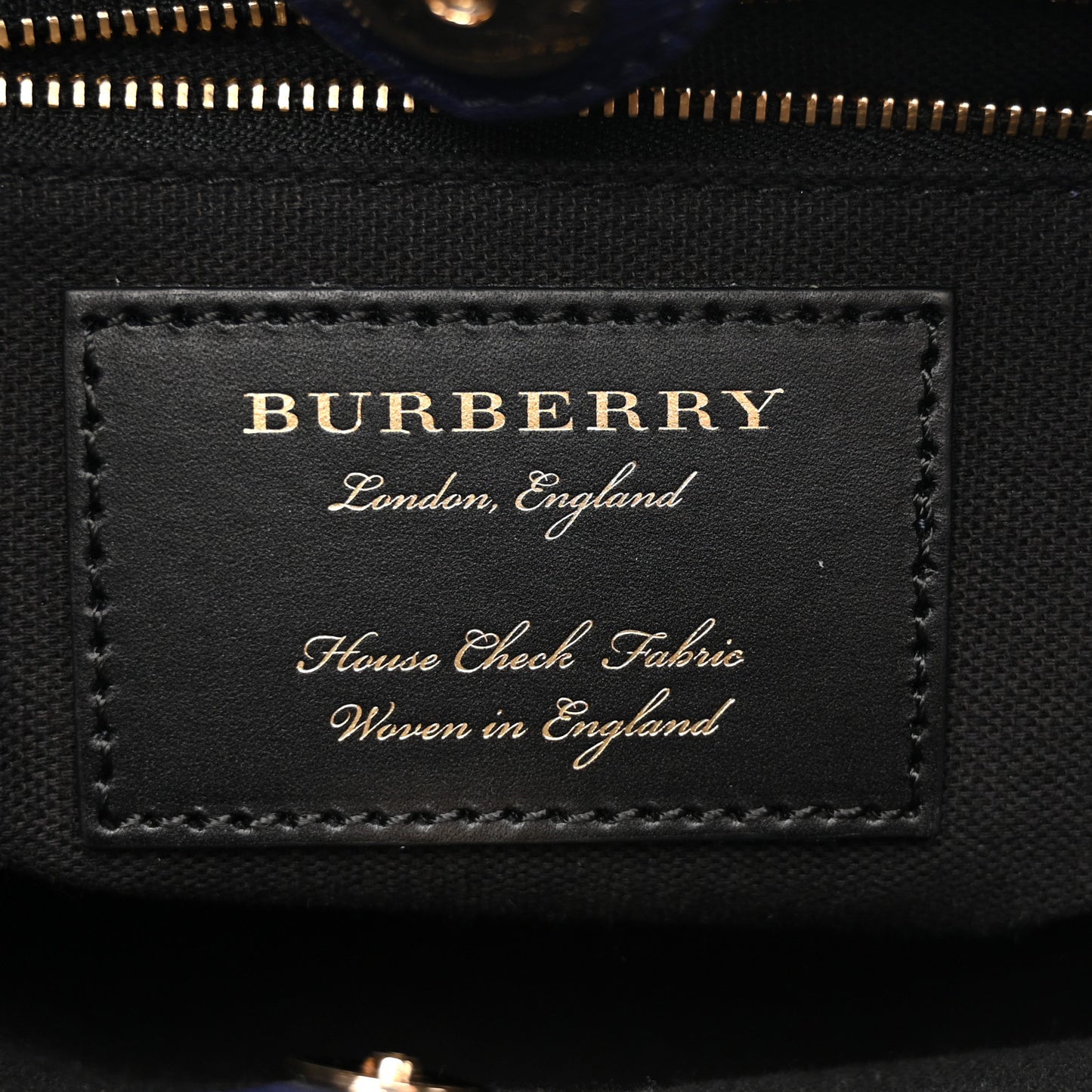 Derby Calfskin House Check Medium Banner Tote Ink Blue