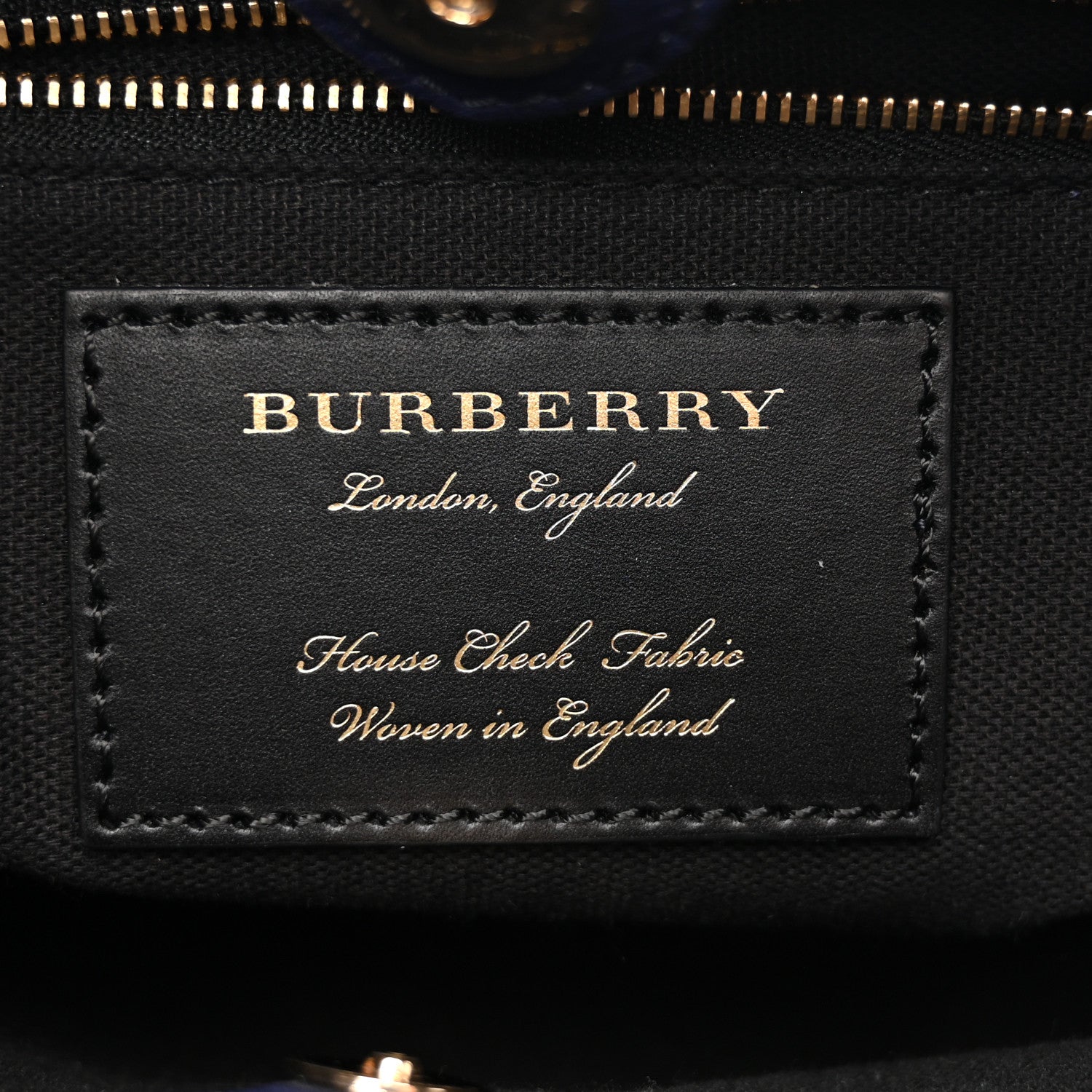Burberry Derby Calfskin House Check Medium Banner Tote Ink Blue 6 of 11