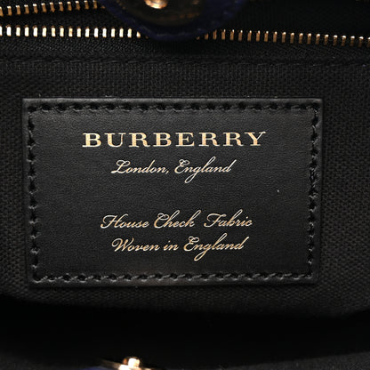 Burberry Derby Calfskin House Check Medium Banner Tote Ink Blue 6 of 11