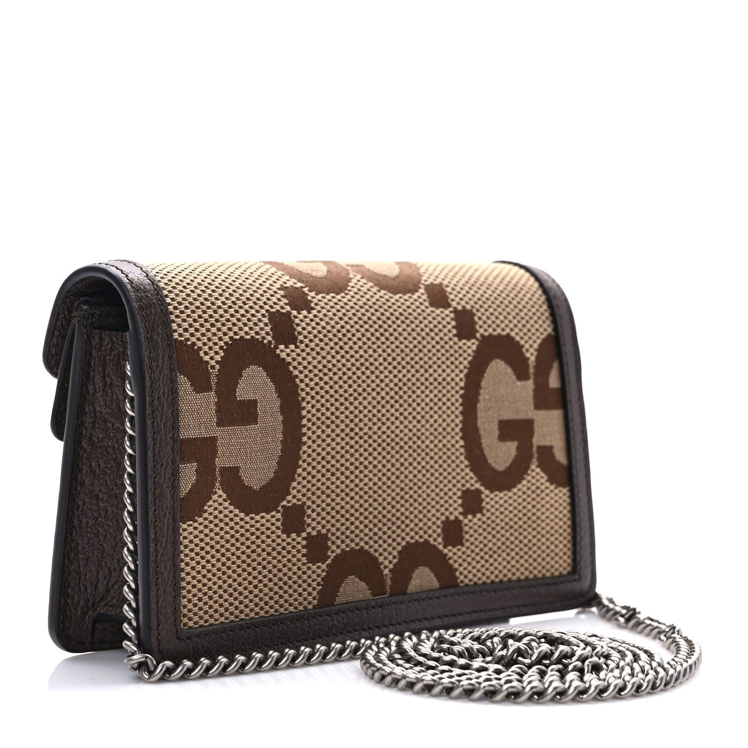 Gucci Monogram Jumbo GG Textured Dollar Calfskin Super Mini Dionysus Shoulder Bag Camel Ebony New Acero 3 of 9