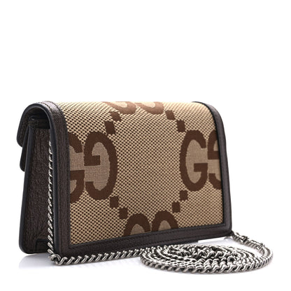Gucci Monogram Jumbo GG Textured Dollar Calfskin Super Mini Dionysus Shoulder Bag Camel Ebony New Acero 3 of 9