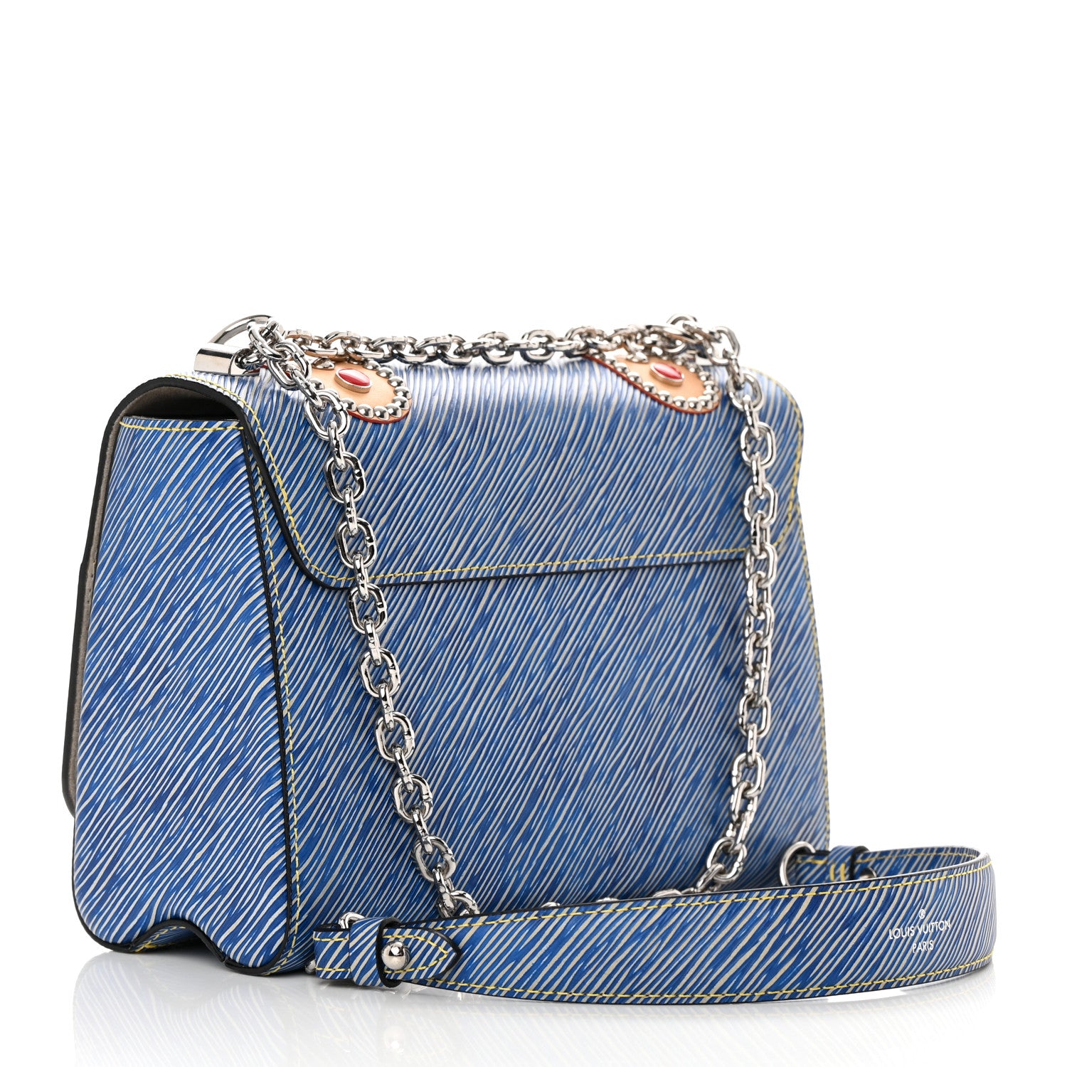 Louis Vuitton Epi Studded Twist Shoulder Bag MM Denim Light 3 of 13
