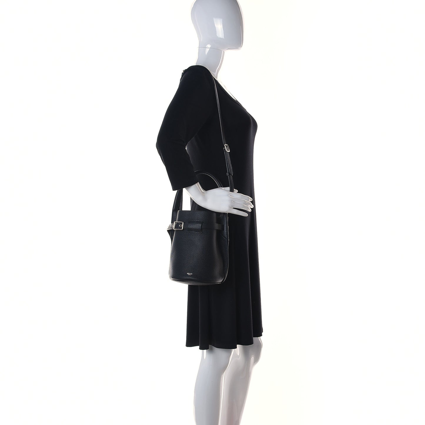 Grained Calfskin Nano Big Bag Bucket Black