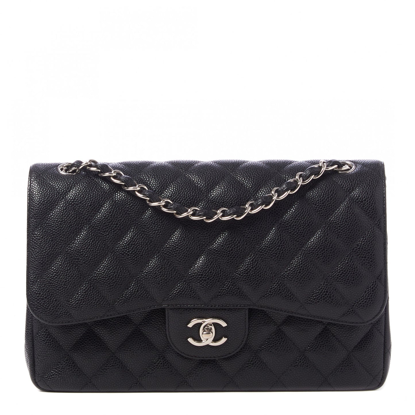 Caviar Quilted Jumbo Double Flap Black