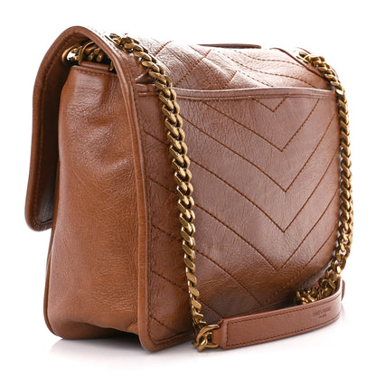Saint Laurent Crinkled Calfskin Matelasse Monogram Medium Niki Chain Satchel Caramel 3 of 11