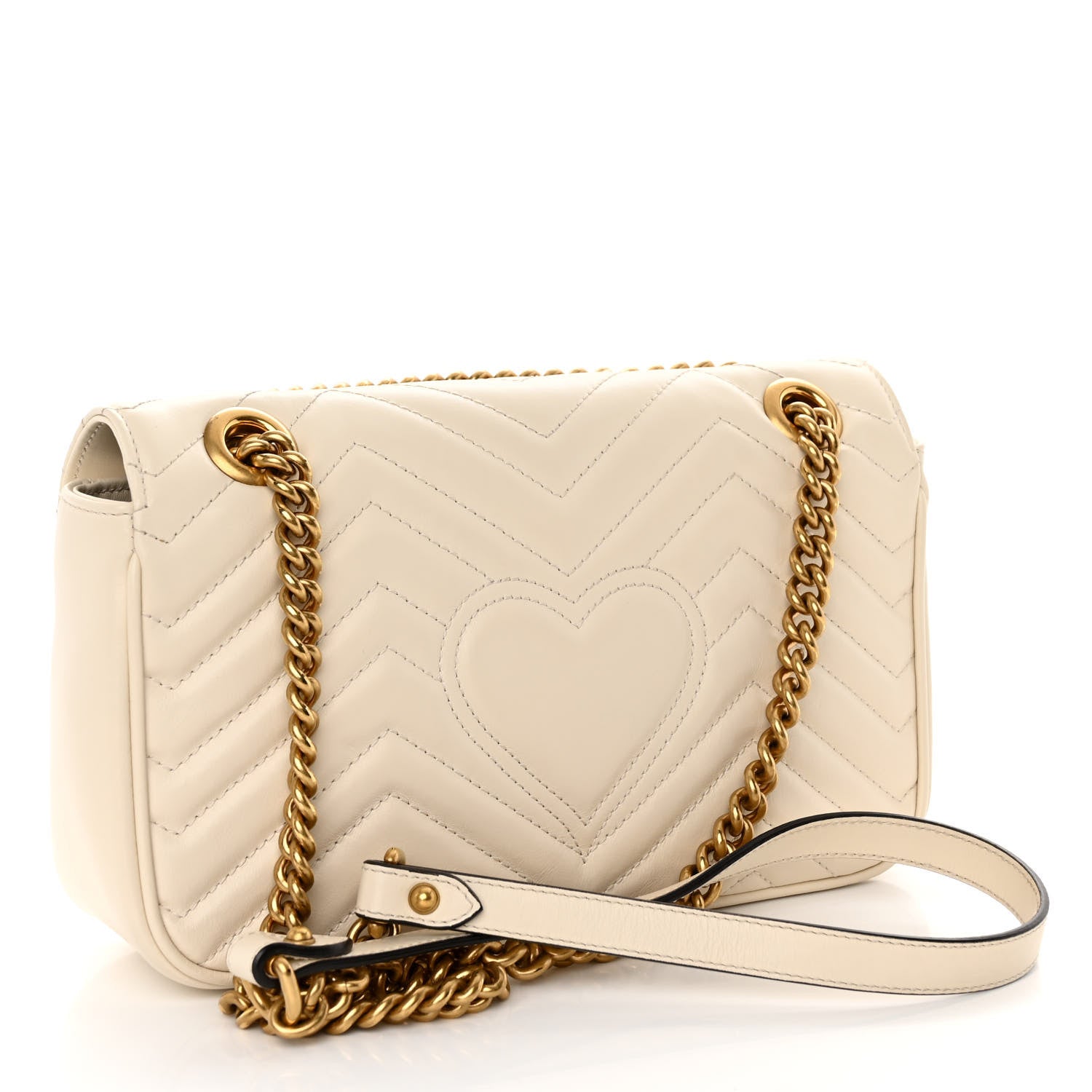 Gucci Calfskin Matelasse Small GG Marmont Shoulder Bag White 3 of 10