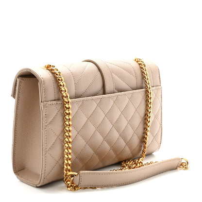 Saint Laurent Grain De Poudre Textured Mixed Matelasse Triquilt Small Monogram Satchel Dark Beige 3 of 9