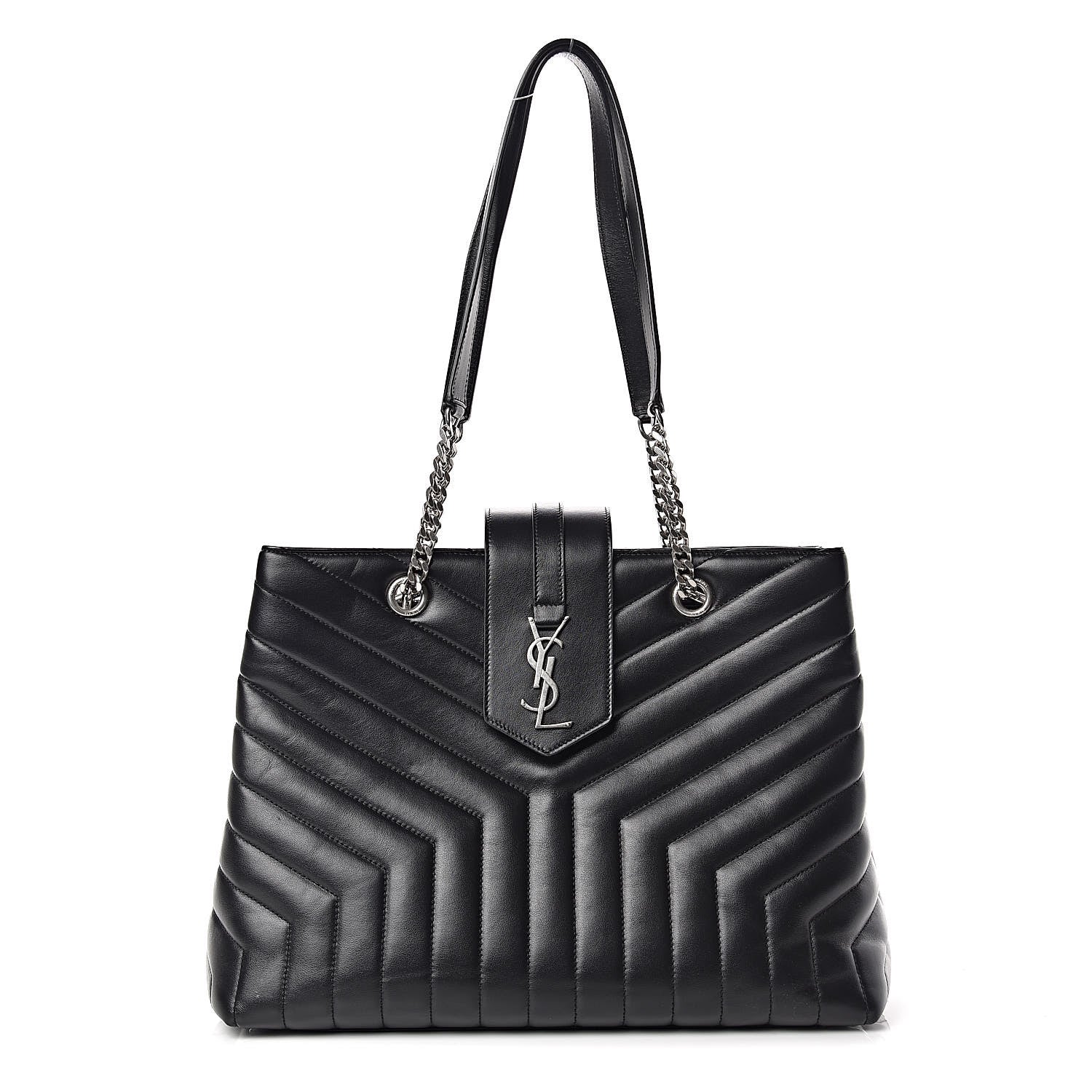 Saint Laurent Calfskin Y Quilted Monogram Large Loulou Shopper Black 1 of 10
