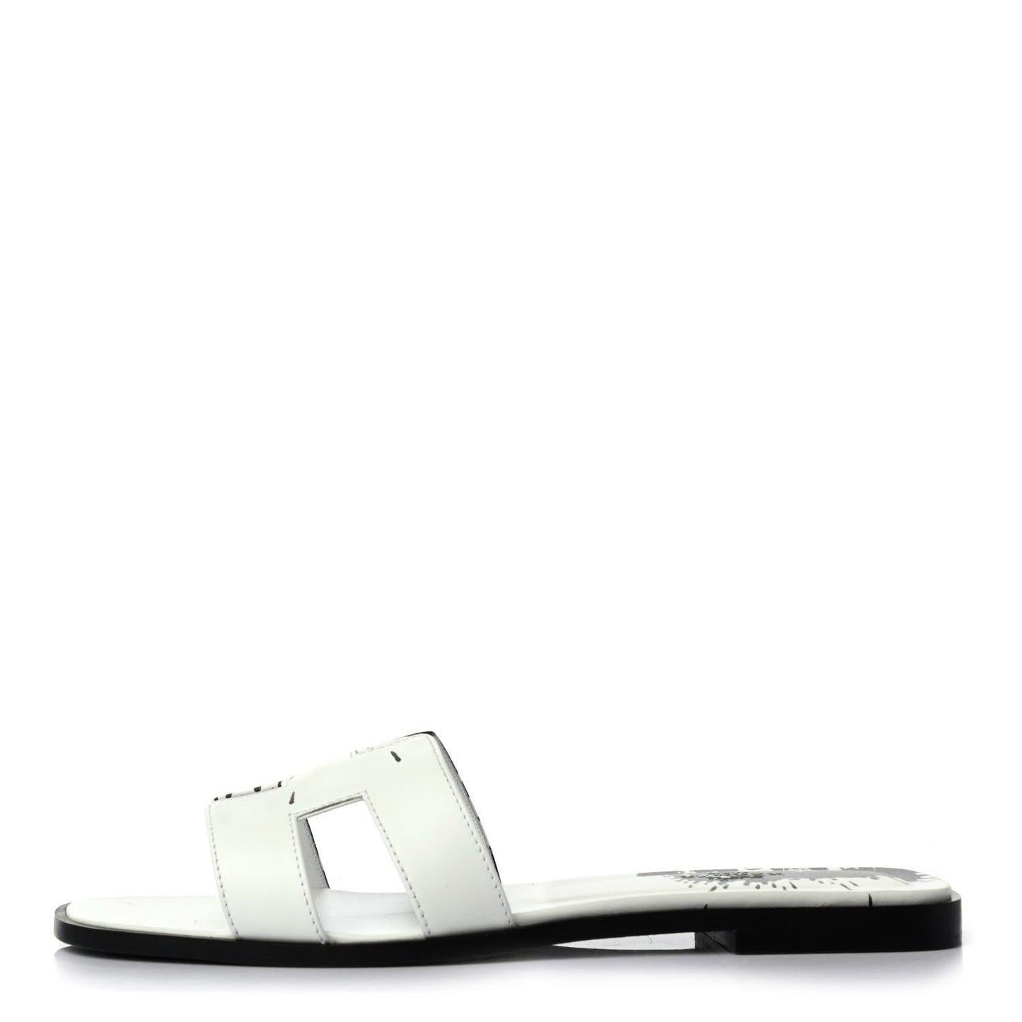 Calfskin Peinture Fraiche Oran Sandals 39.5 White Black