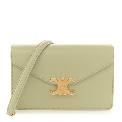 Celine Shiny Calfskin Triomphe Margo Wallet on Chain Almond Green 1 of 12