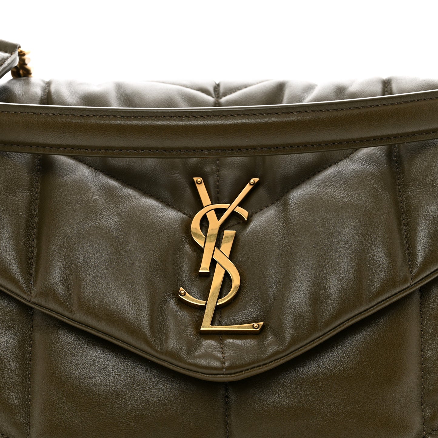 Lambskin Quilted Medium Loulou Puffer Monogram Chain Satchel Seaweed