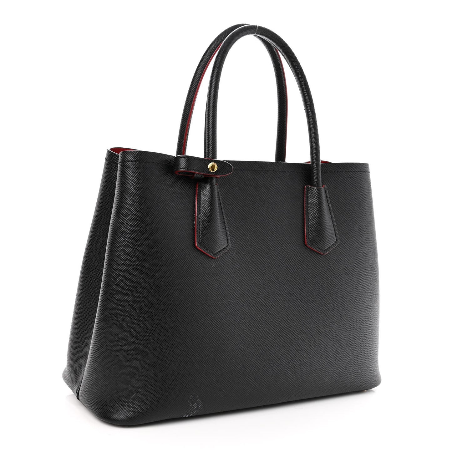Saffiano Cuir Medium Double Bag Black Fuoco