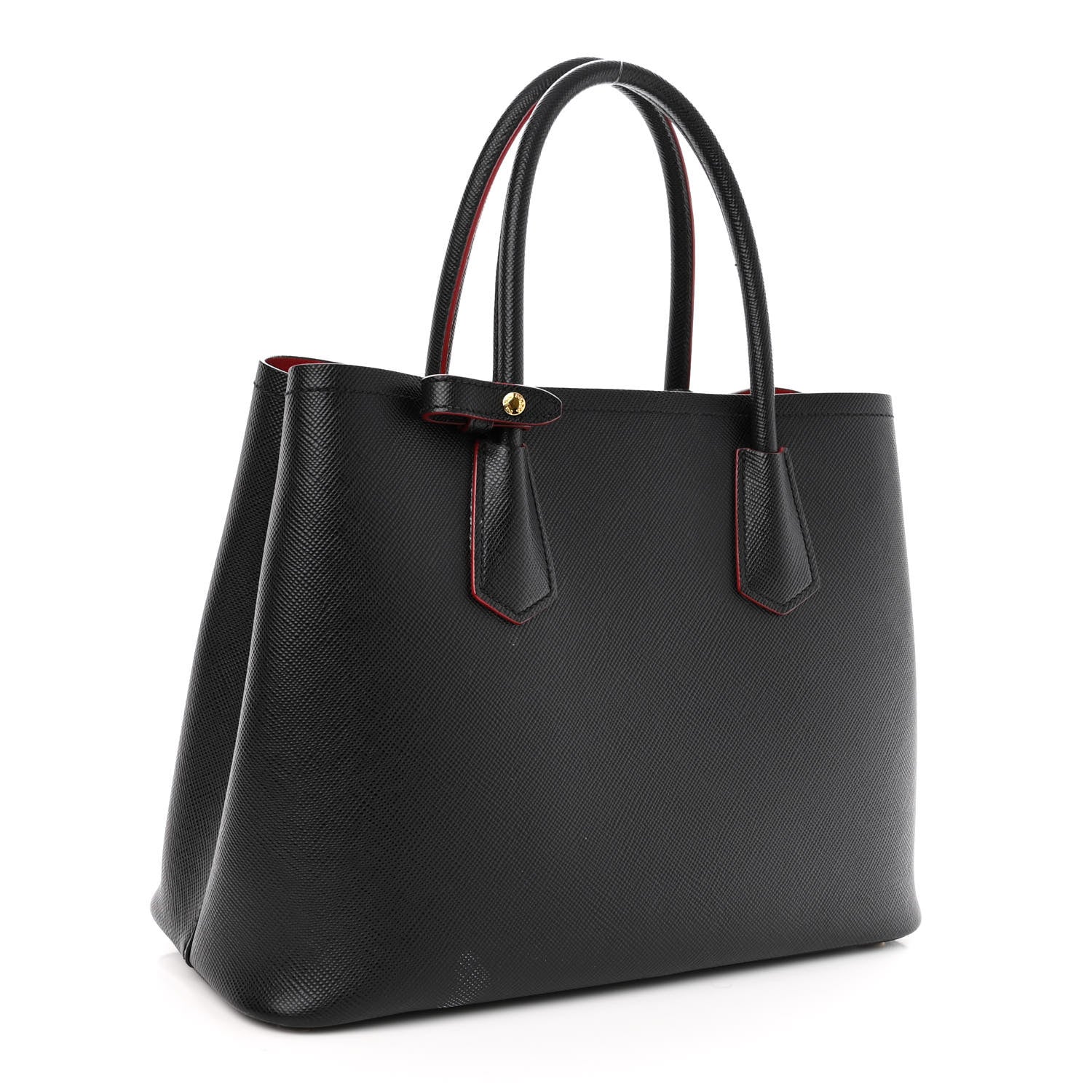 Prada Saffiano Cuir Medium Double Bag Black Fuoco 3 of 10