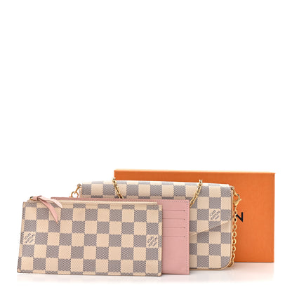 Louis Vuitton Damier Azur Pochette Felicie Chain Wallet Rose Ballerine 18 of 18