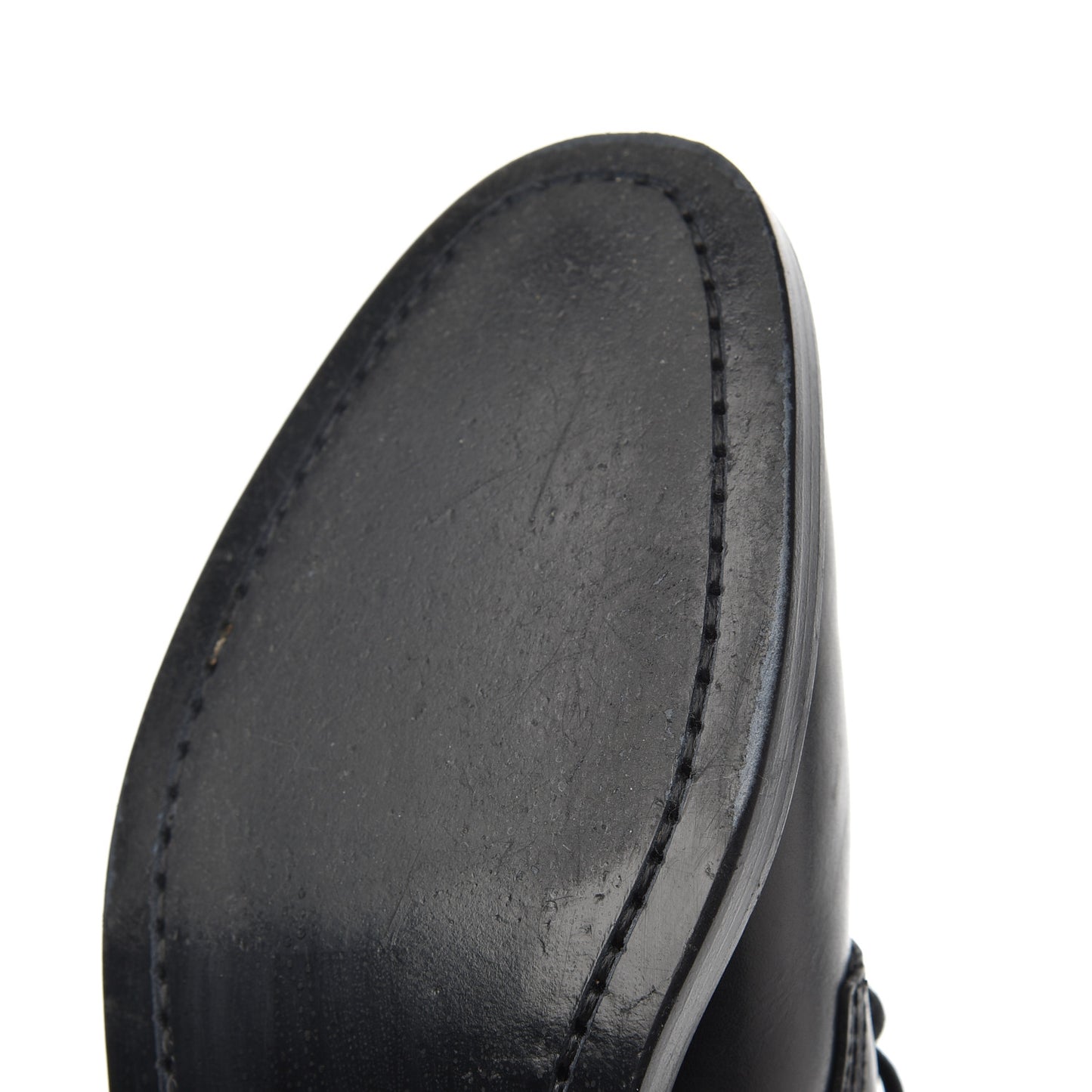 Smooth Calfskin Studded Strap Rangers Boots 37.5 Black