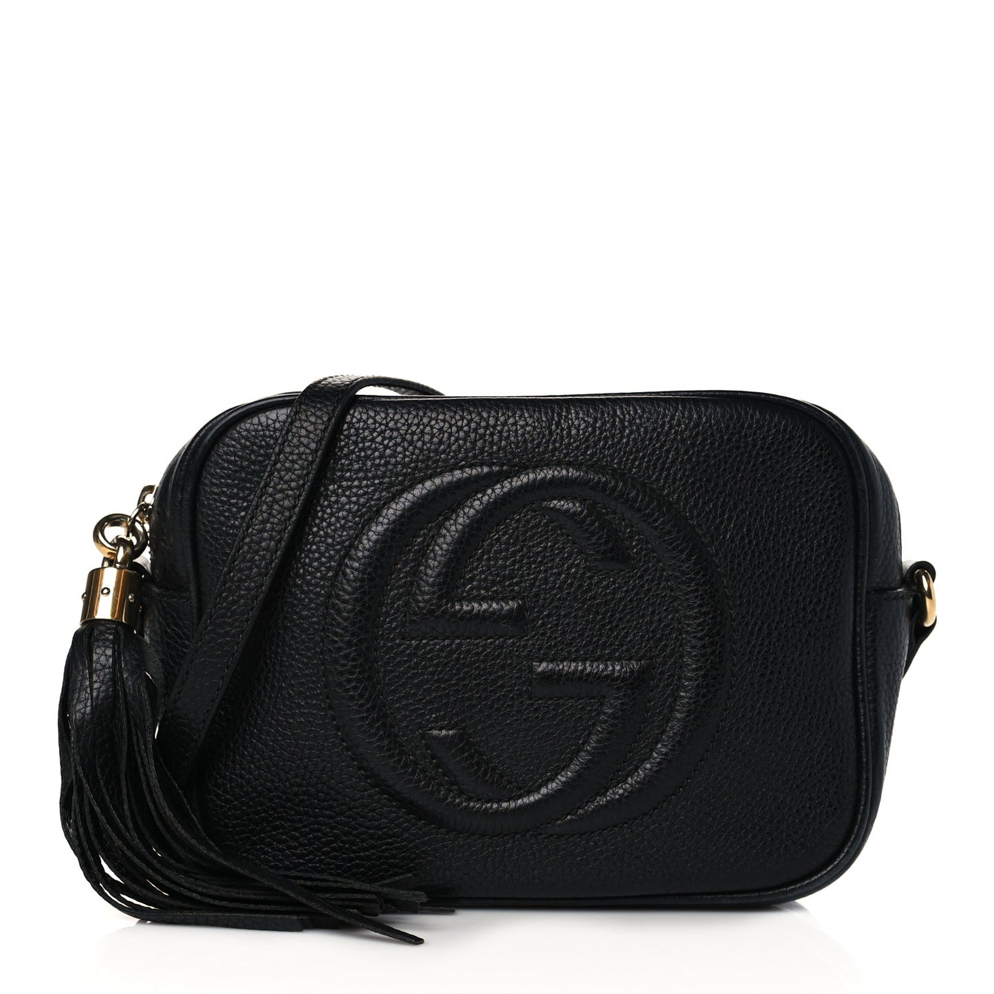 Pebbled Calfskin Small Soho Disco Bag Black