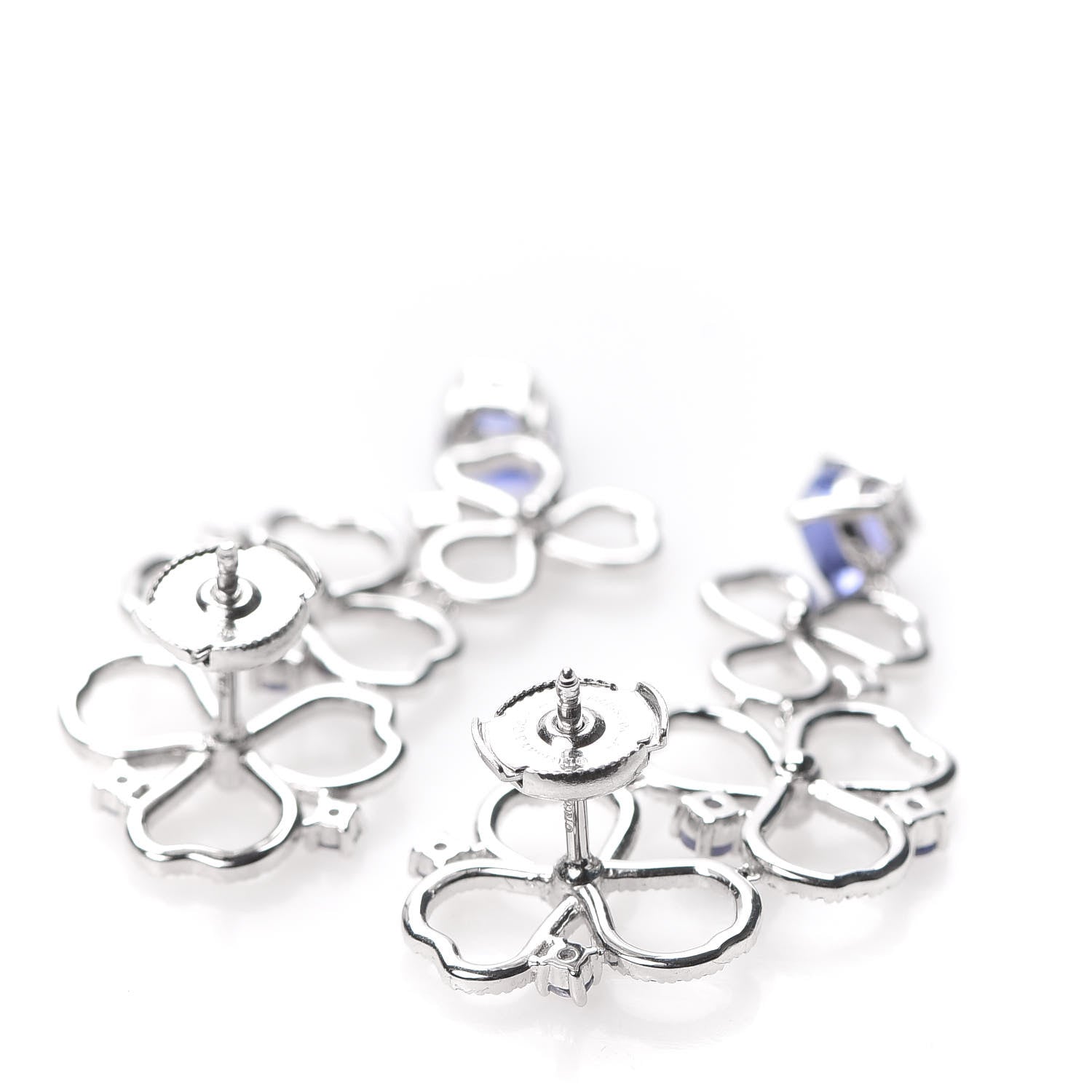 Tiffany Platinum Diamond Tanzanite Paper Flowers Open Drop Earrings 3 of 6