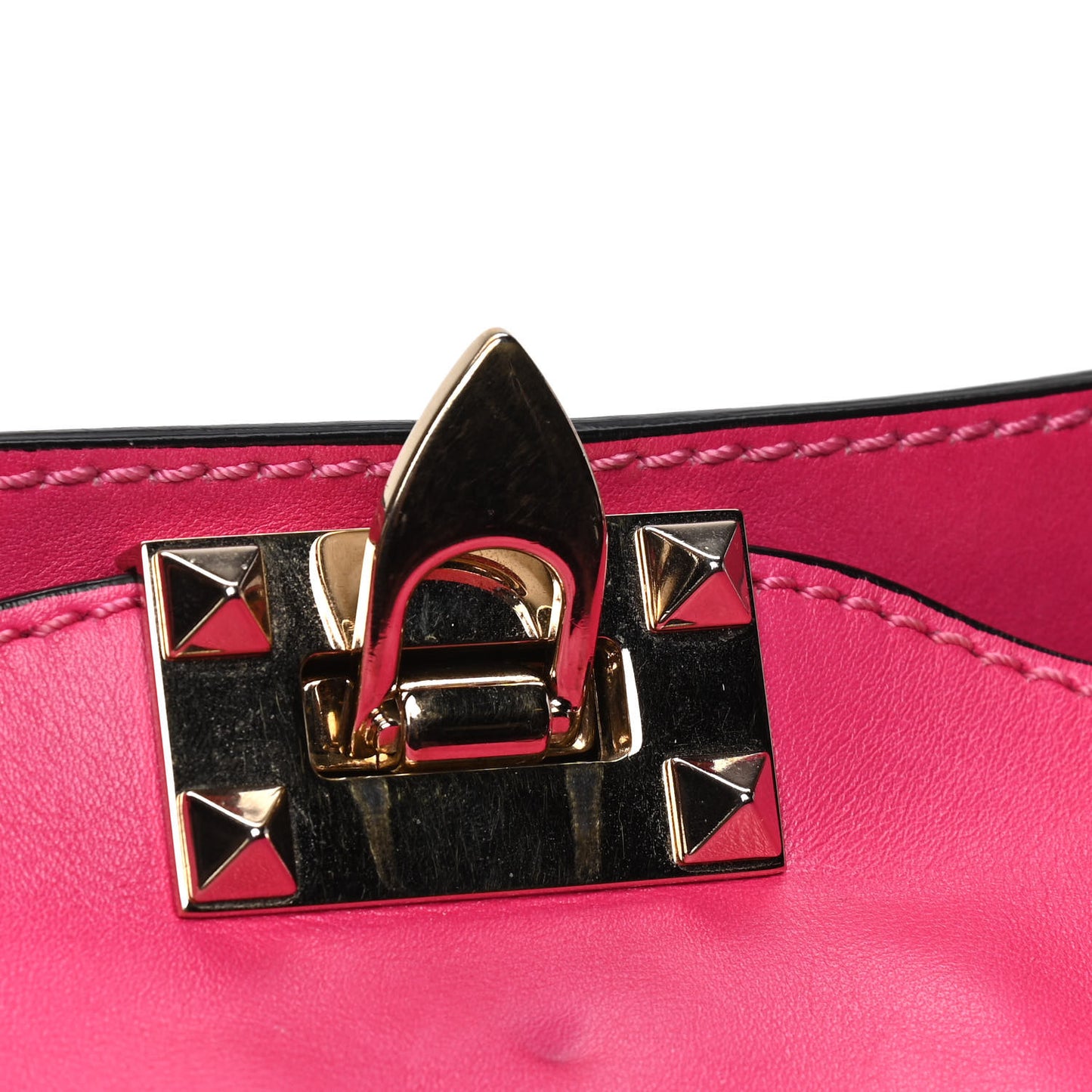 Vitello Medium Rockstud Tote Pop Fuxia
