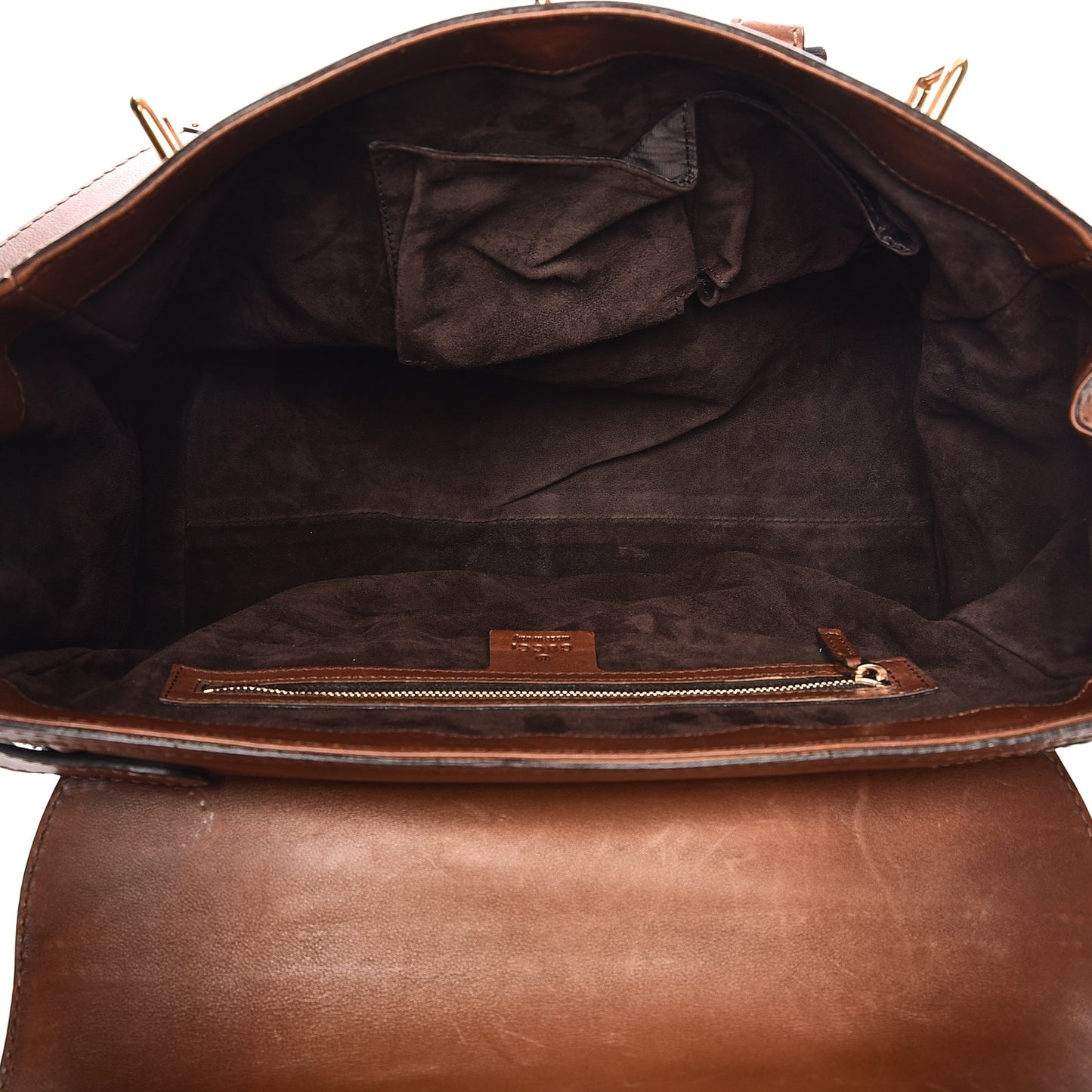 Calfskin Handmade Medium Top Handle Bag Brown