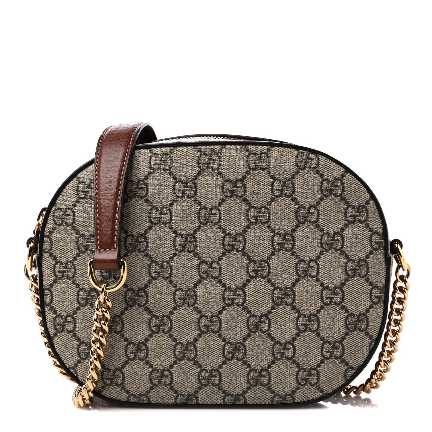 GG Supreme Monogram Cuoio Toscano Mini Chain Shoulder Bag Beige Ebony Cuir