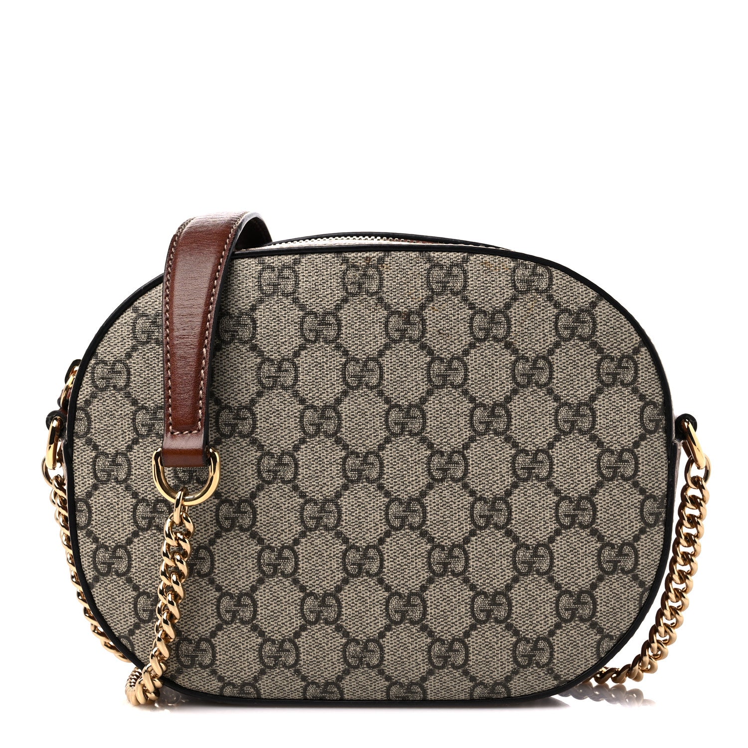 Gucci GG Supreme Monogram Cuoio Toscano Mini Chain Shoulder Bag Beige Ebony Cuir 1 of 13