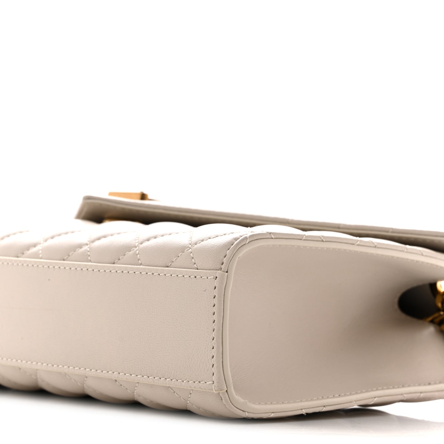 Lambskin Mixed Matelasse Triquilt Medium Monogram Satchel Crema Soft